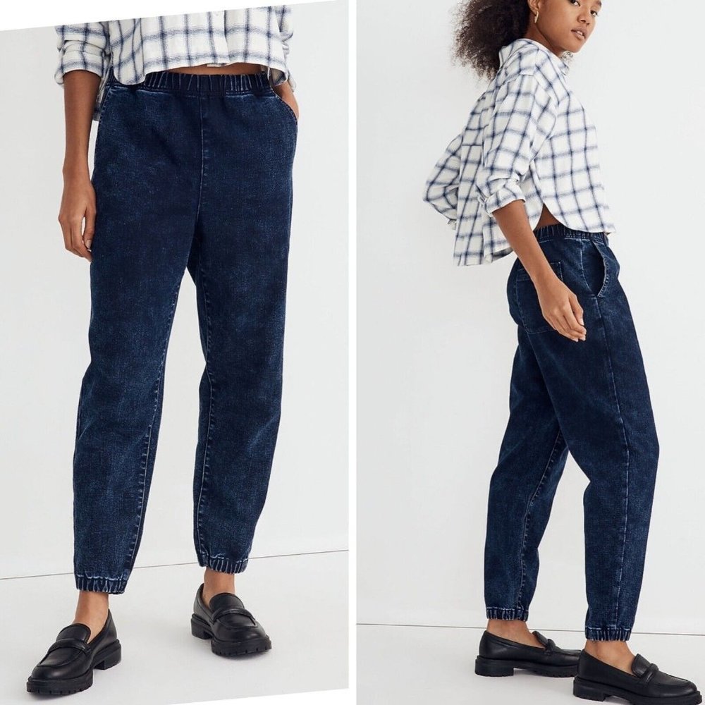 Madewell Sweatpant Jeans in Gaines Wash Pull On Slouchy Jogger M